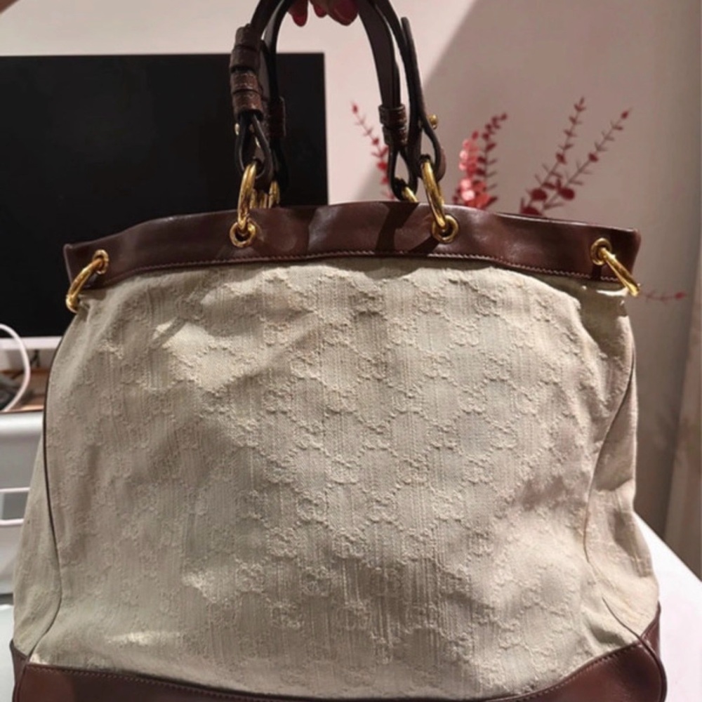 Gucci 🇮🇹Cream and Brown Denim Handbag 🌹😊